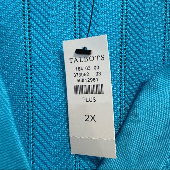 Talbots Pointelle-Knit Polo Sweater Beach Coastal 2X NWT - Picture 6 of 8